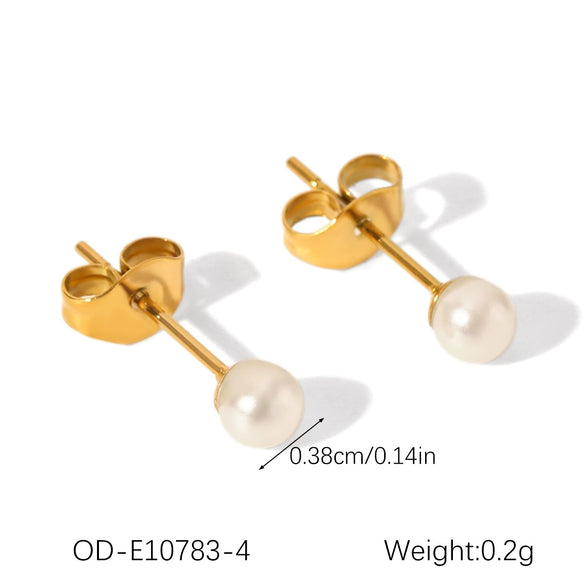 Wholesale Highend Women's Pearl Earrings In Geometric Shape Stainless Steel Titanium Steel With Pvd Vacuum Plating And Electroplating