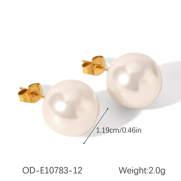 Wholesale Highend Women's Pearl Earrings In Geometric Shape Stainless Steel Titanium Steel With Pvd Vacuum Plating And Electroplating