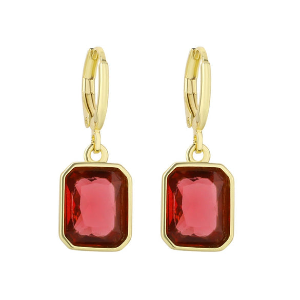 Wholesale Highgrade Copper Inlaid Zircon Elegant Geometric Earrings With Real Gold Plating
