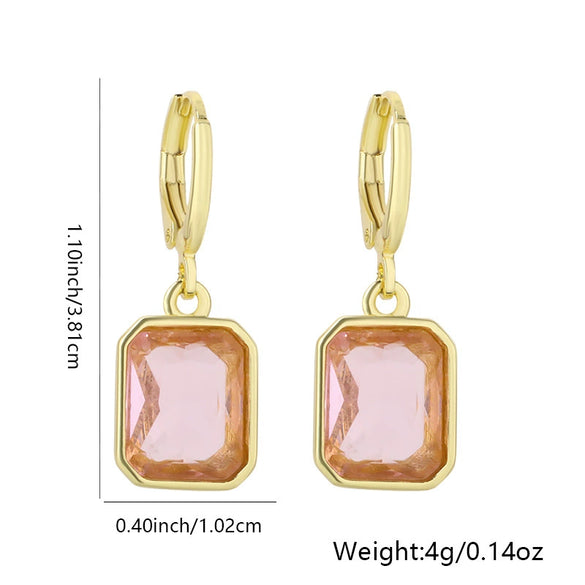 Wholesale Highgrade Copper Inlaid Zircon Elegant Geometric Earrings With Real Gold Plating