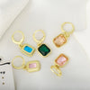 Wholesale Highgrade Copper Inlaid Zircon Elegant Geometric Earrings With Real Gold Plating