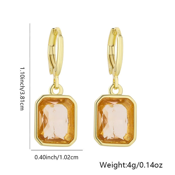 Wholesale Highgrade Copper Inlaid Zircon Elegant Geometric Earrings With Real Gold Plating