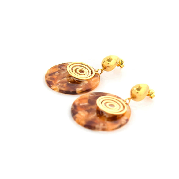 Wholesale Highgrade Women's Stainless Steel Goldplated Geometric Round Earrings For Autumn And Winter