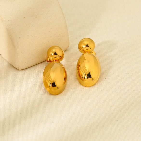 Wholesale Highpolish 18K Gold Electroplated Geometric Drop Shape Stainless Steel Earrings For Women