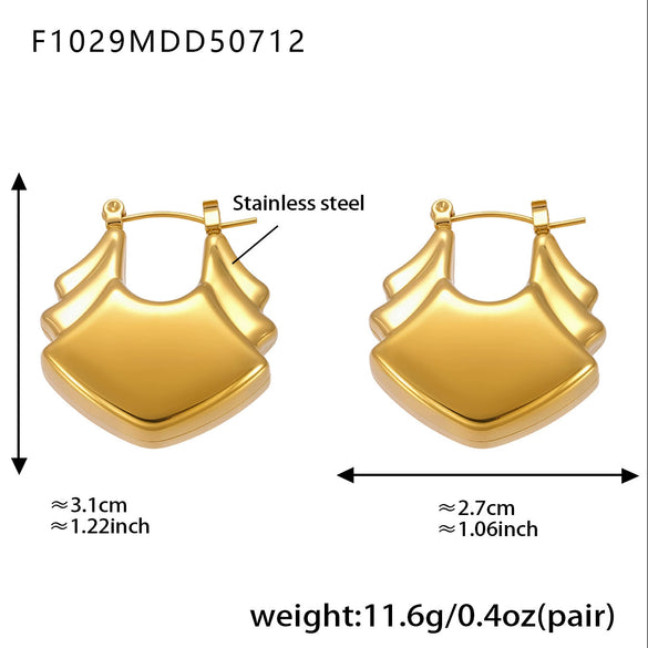 Wholesale Highpolished 18K Gold Plated Stainless Steel Geometric Circle Hollow Earrings For Women