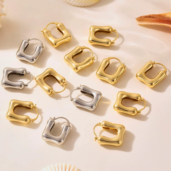 Wholesale Highpolished Ushaped Geometric Copper Earrings For Women With Electroplating