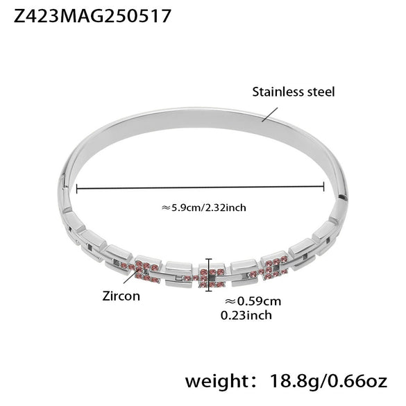 Wholesale Highquality 5A Zircon Buckle Bracelet In Fashionable And Simple Style Made Of Stainless Steel With Electroplating Featuring A Cross Shape