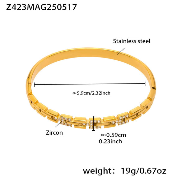 Wholesale Highquality 5A Zircon Buckle Bracelet In Fashionable And Simple Style Made Of Stainless Steel With Electroplating Featuring A Cross Shape