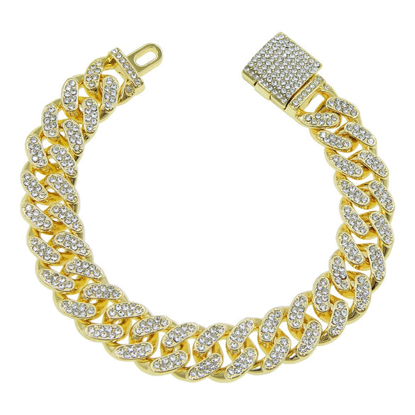 Wholesale Hip Hop Alloy Cuban Chain Necklace With Rhinestones And Geometric Design For Men