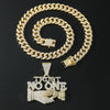 Wholesale Hip Hop Alloy Diamond Letter Stitching Pendant Cuban Chain Necklace For Men