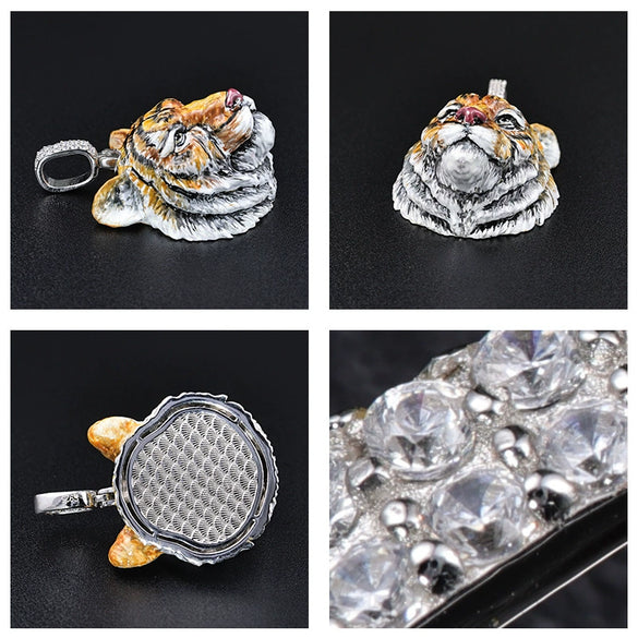 Wholesale Hip Hop Animal Pattern Copper Pendant Necklace With Dripping Oil Handmade