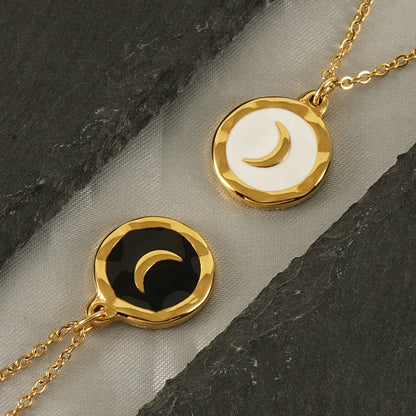 Wholesale Hip-hop Commute Cool Style Moon Stainless Steel 18k Gold Plated Pendant Necklace