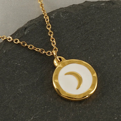 Wholesale Hip-hop Commute Cool Style Moon Stainless Steel 18k Gold Plated Pendant Necklace