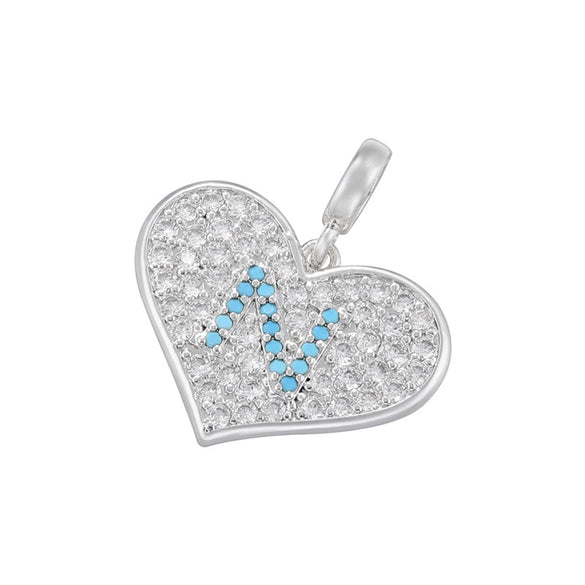 Wholesale Hip Hop Copper Inlaid Colored Diamond Devil's Eye Heart Shaped Pendant Jewelry