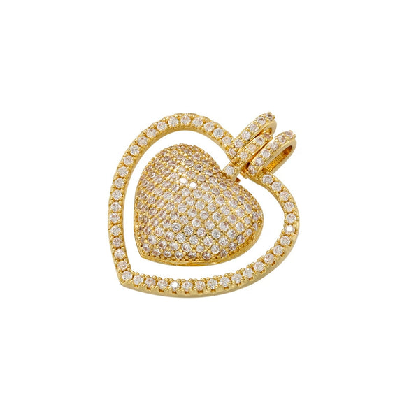 Wholesale Hip Hop Copper Inlaid Colored Diamond Devil's Eye Heart Shaped Pendant Jewelry