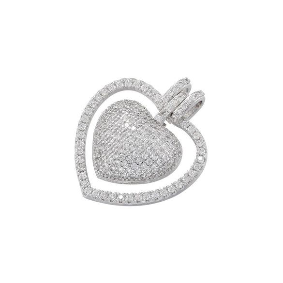 Wholesale Hip Hop Copper Inlaid Colored Diamond Devil's Eye Heart Shaped Pendant Jewelry