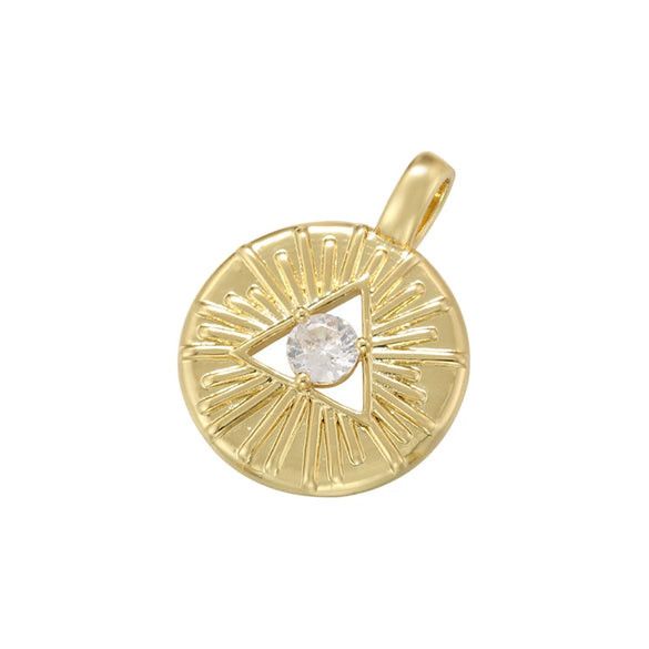 Wholesale Hip Hop Copper Inlaid Colored Diamond Devil's Eye Heart Shaped Pendant Jewelry