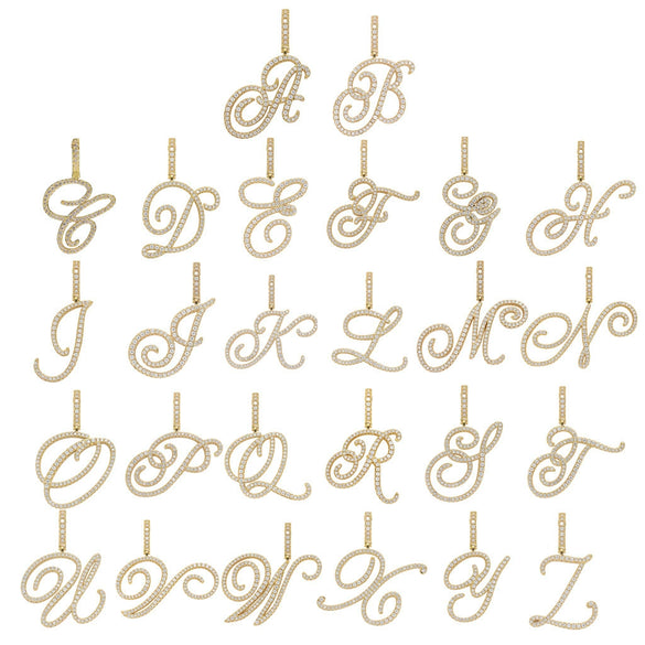 Wholesale Hip Hop Copper Pendant Necklace With Micropaved Zirconia And English Letter Pattern