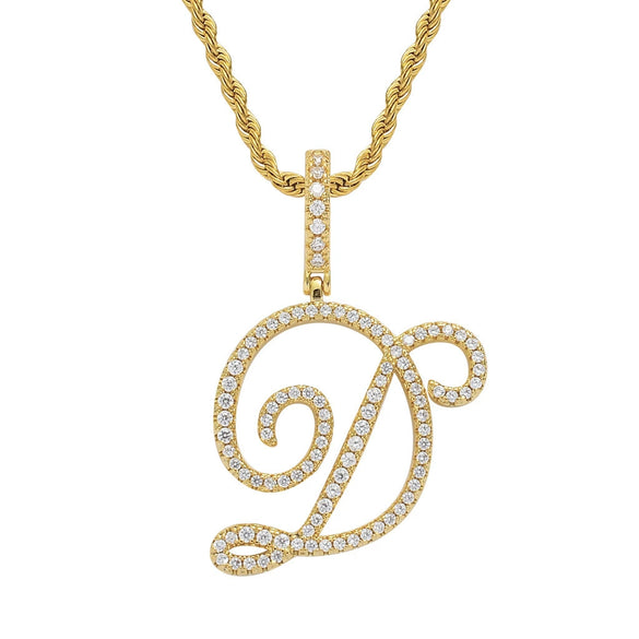 Wholesale Hip Hop Copper Pendant Necklace With Micropaved Zirconia And English Letter Pattern