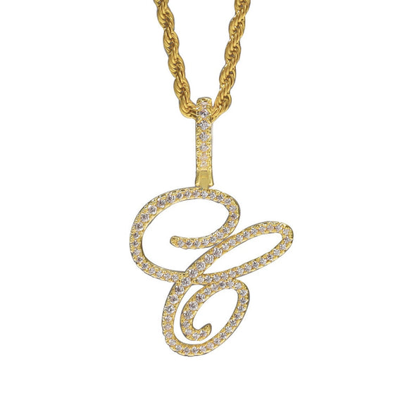 Wholesale Hip Hop Copper Pendant Necklace With Micropaved Zirconia And English Letter Pattern