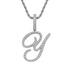 Wholesale Hip Hop Copper Pendant Necklace With Micropaved Zirconia And English Letter Pattern