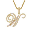 Wholesale Hip Hop Copper Pendant Necklace With Micropaved Zirconia And English Letter Pattern
