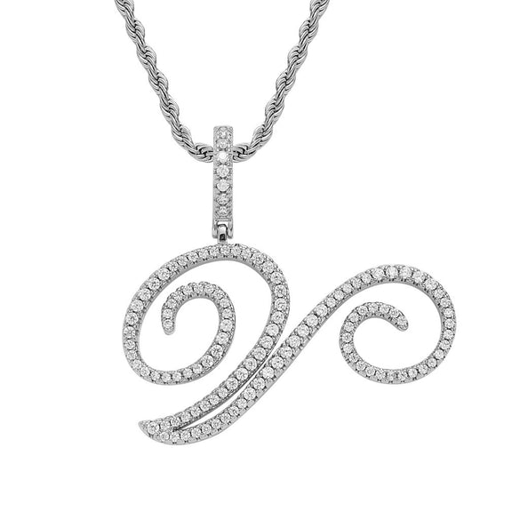 Wholesale Hip Hop Copper Pendant Necklace With Micropaved Zirconia And English Letter Pattern