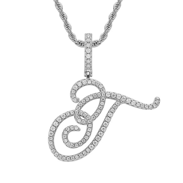 Wholesale Hip Hop Copper Pendant Necklace With Micropaved Zirconia And English Letter Pattern