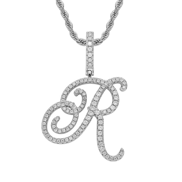 Wholesale Hip Hop Copper Pendant Necklace With Micropaved Zirconia And English Letter Pattern