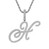 Wholesale Hip Hop Copper Pendant Necklace With Micropaved Zirconia And English Letter Pattern