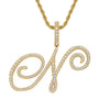 Wholesale Hip Hop Copper Pendant Necklace With Micropaved Zirconia And English Letter Pattern