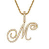 Wholesale Hip Hop Copper Pendant Necklace With Micropaved Zirconia And English Letter Pattern