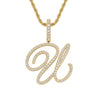 Wholesale Hip Hop Copper Pendant Necklace With Micropaved Zirconia And English Letter Pattern