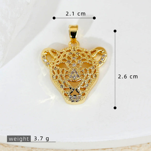 Wholesale Hip Hop Copper Plated Real Gold Animals Zodiac Pendant Accessories Clavicle Chain Earrings Stud