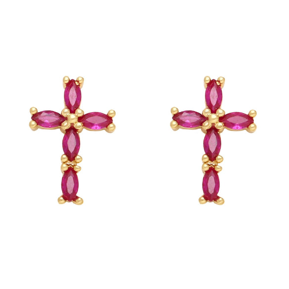 Wholesale Hip Hop Cross Earrings For Women Copper Inlaid With Zircon