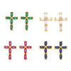 Wholesale Hip Hop Cross Earrings For Women Copper Inlaid With Zircon