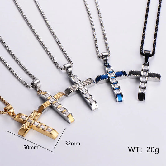 Wholesale Jewelry Hip-Hop Cross 304 Stainless Steel 18K Gold Plated