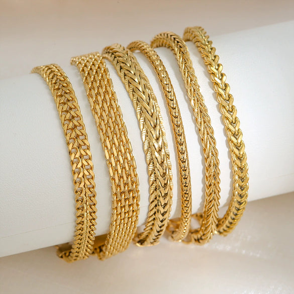 Wholesale Hip Hop Cuban Bracelet Stainless Steel Gold Plated Vshaped Double Row Unisex Distinctive Light Luxury Retro