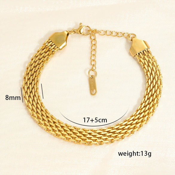 Wholesale Hip Hop Cuban Bracelet Stainless Steel Gold Plated Vshaped Double Row Unisex Distinctive Light Luxury Retro
