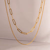 Wholesale Hip Hop Double Layer Stacked Geometric Clavicle Chain Necklace Stainless Steel And Titanium Steel With Electroplating For Women