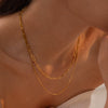 Wholesale Hip Hop Double Layer Stacked Geometric Clavicle Chain Necklace Stainless Steel And Titanium Steel With Electroplating For Women