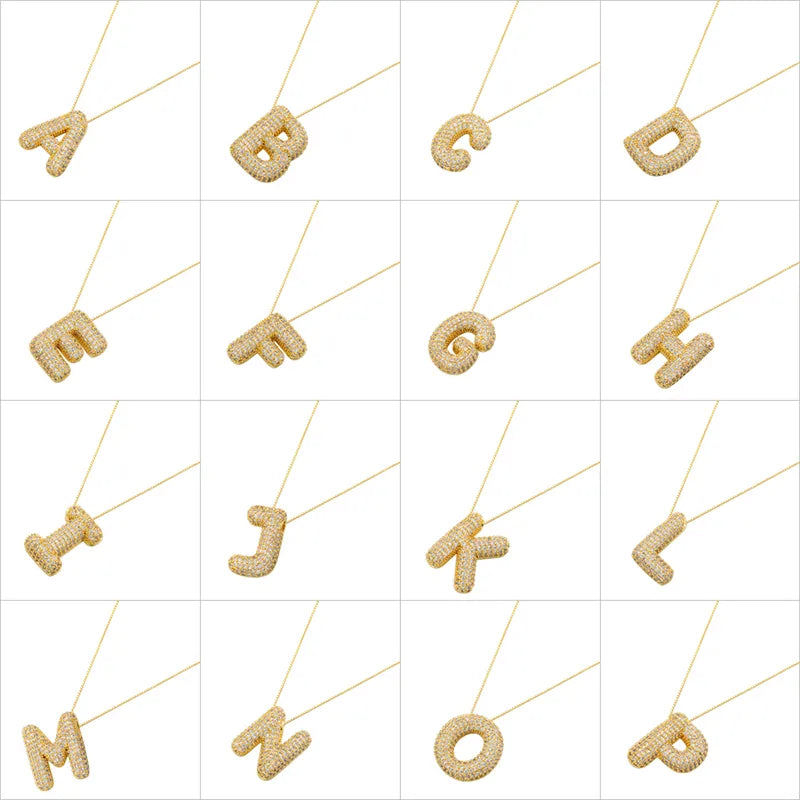 Wholesale Hip-Hop Exaggerated Cool Style Letter Copper Plating Inlay 18K Gold Plated Zircon Pendant Necklace