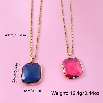 Wholesale Jewelry Hip-Hop Exaggerated Square 304 Stainless Steel Copper Glass 18K Gold Plated Plating Inlay Pendant Necklace