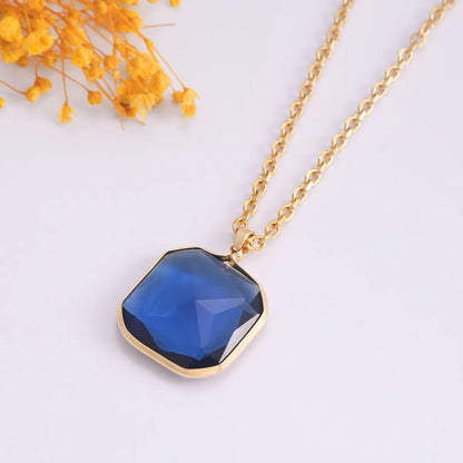 Wholesale Jewelry Hip-Hop Exaggerated Square 304 Stainless Steel Copper Glass 18K Gold Plated Plating Inlay Pendant Necklace