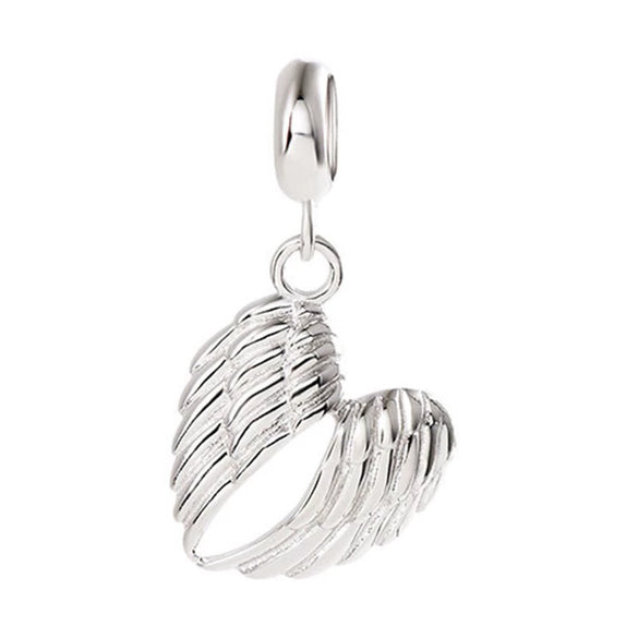 Wholesale Hip Hop Fashion Angel Wings And Heart Pendant Necklace 925 Silver Electroplated
