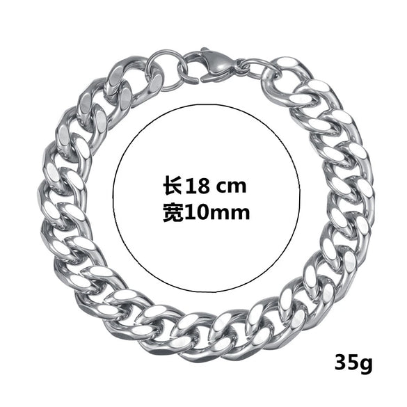 Wholesale Hip Hop Fashion Cool Street Stainless Steel Geometric Polished Unisex Bracelet