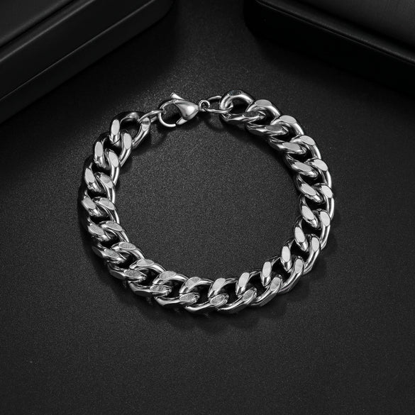 Wholesale Hip Hop Fashion Cool Street Stainless Steel Geometric Polished Unisex Bracelet