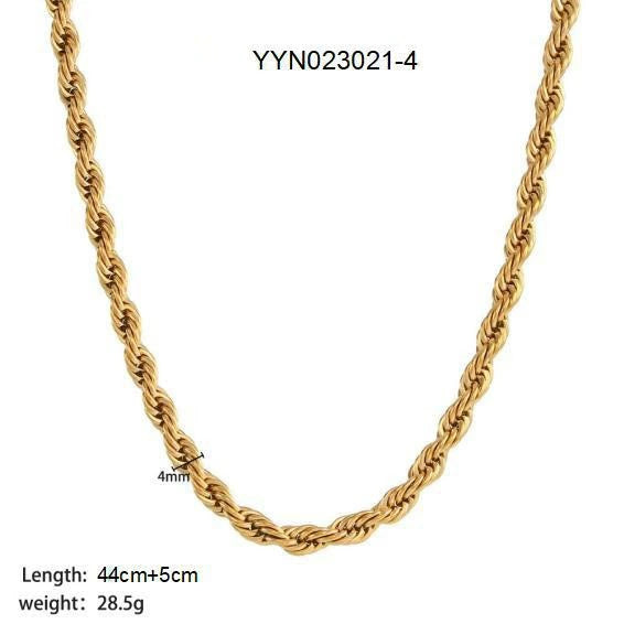 Wholesale Hip Hop Fashion Twist Chain Stainless Steel Necklace With Geometric Design And Electroplating For Women