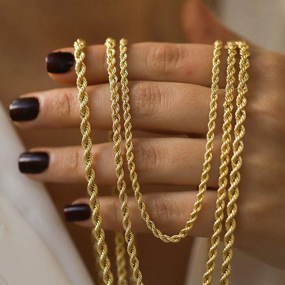 Wholesale Hip Hop Fashion Twist Chain Stainless Steel Necklace With Geometric Design And Electroplating For Women