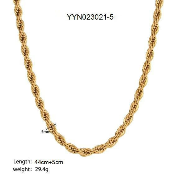 Wholesale Hip Hop Fashion Twist Chain Stainless Steel Necklace With Geometric Design And Electroplating For Women